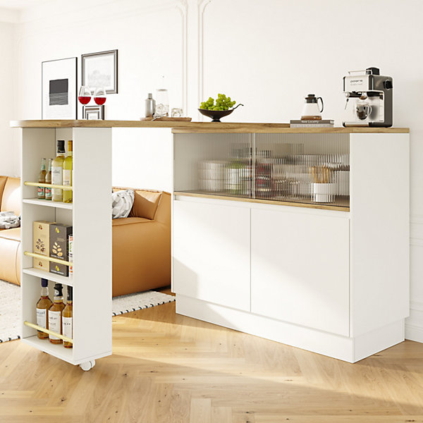 Buffet moderne 2 portes 4 tiroirs, meuble rangement bas design pour salon ou salle à manger, MDF, 152x40x75 cm, blanc