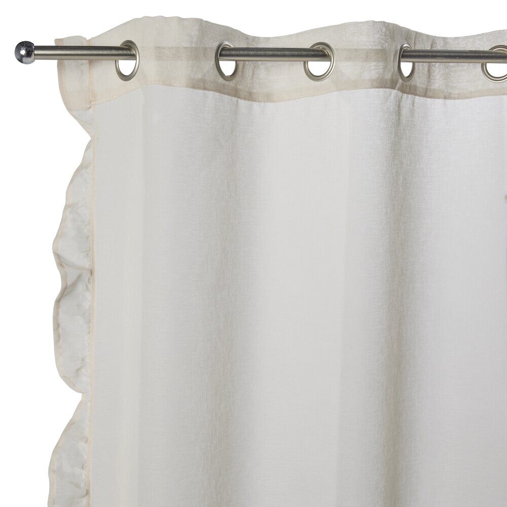 Voilage à oeillets 140x240cm contour à volant polyester beige