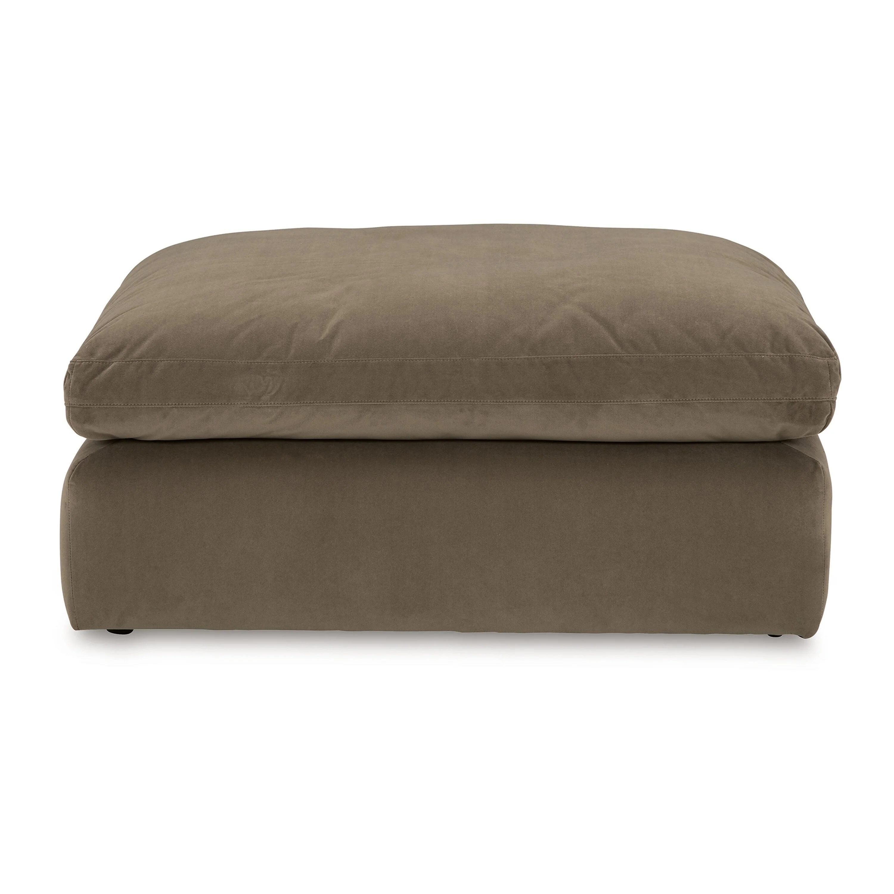 Accent Ottoman, Modern Square 42 Inch Soft Cocoa Brown Cushioned Top