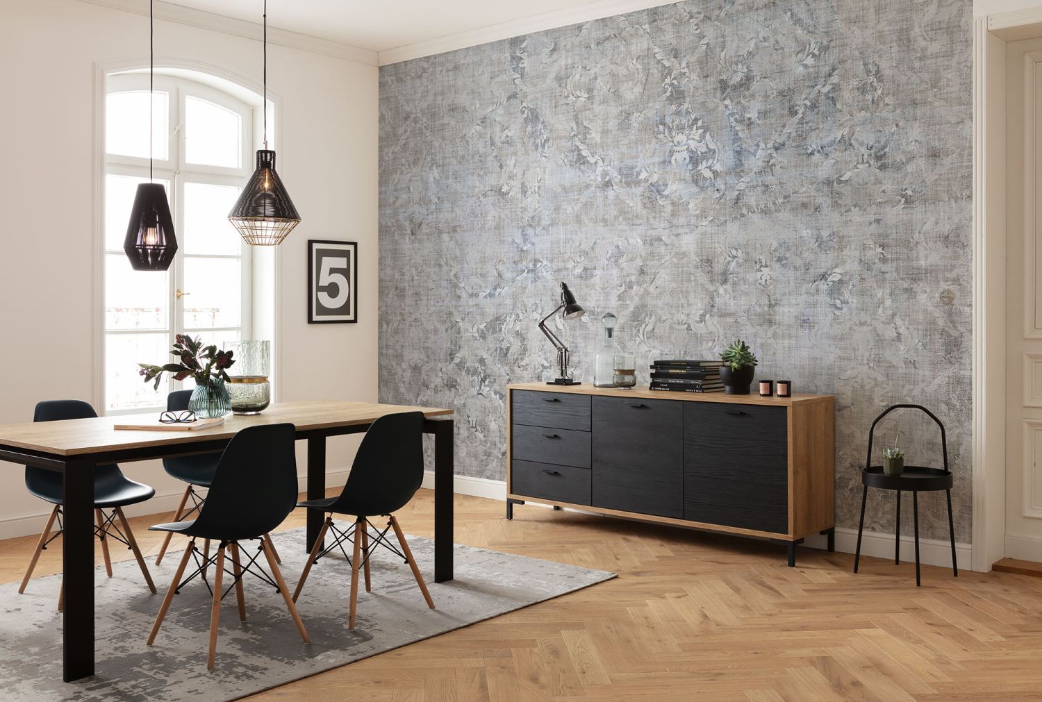 Sanders & Sanders fotobehang barokprint warm grijs - 400 x 280 cm - 612448