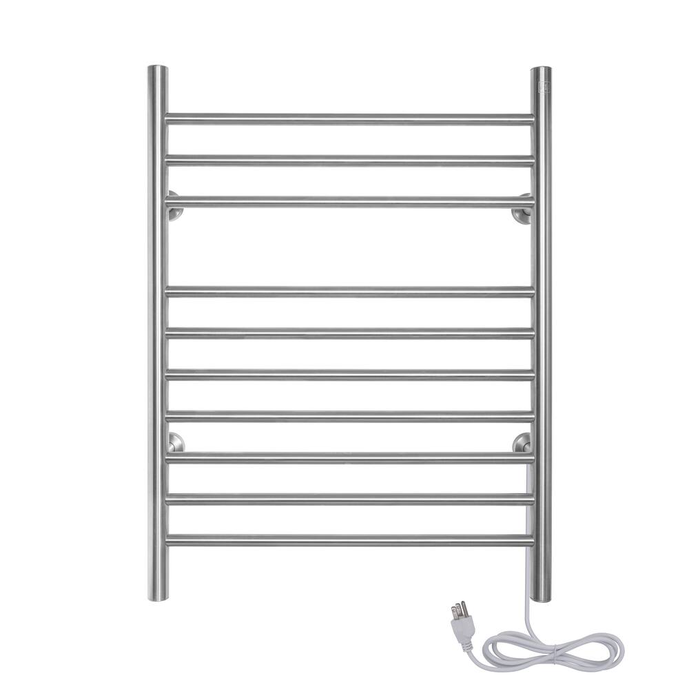 WarmlyYours Infinity Electric Towel Warmer, Brushed Stainless Steel, 10-Bars