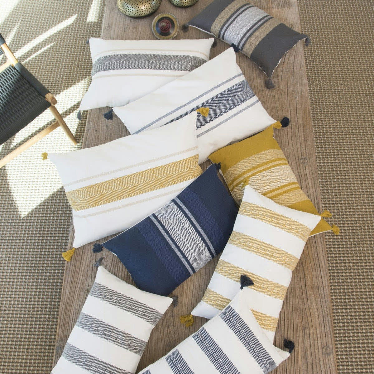 EVORA - Housse de coussin coton  50x30 gris ardoise