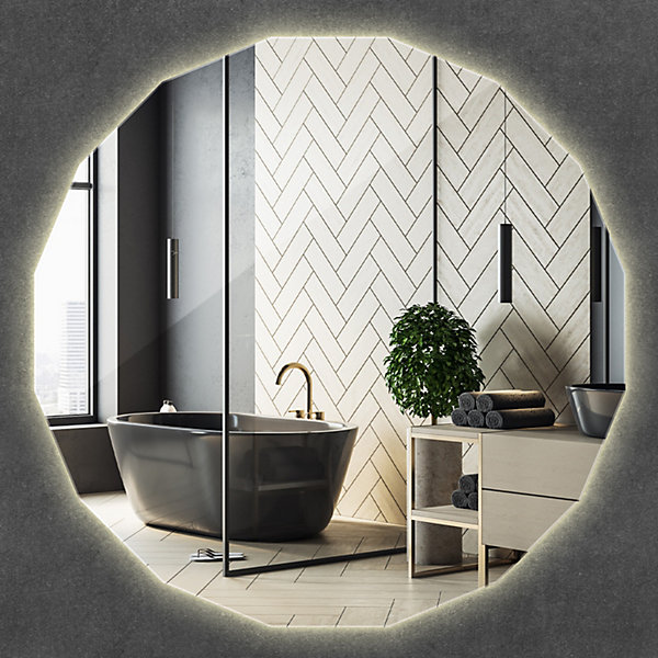 Miroir mural LED Wallfluent 60 x 60 cm Fonctionnel pour Salle de Bain Lumière Neutre