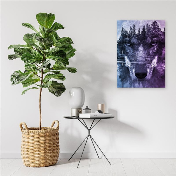 Feeby Obraz na płótnie Abstrakcyjny wilk na tle lasu 40x60