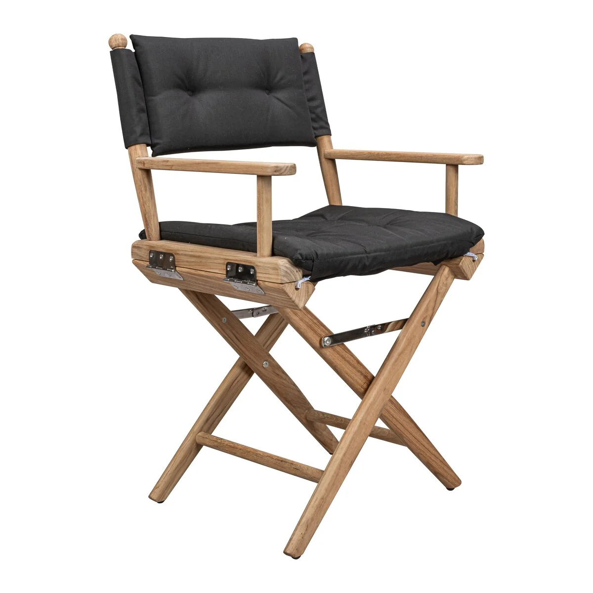 Solid Teak Director's Chair with Cushion Seat Covers - Sanded Finish