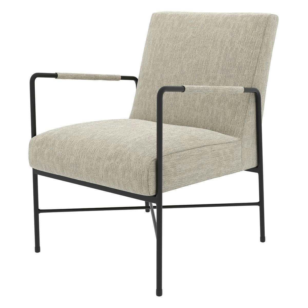 LUIS - Fauteuil chevron gris pieds métal