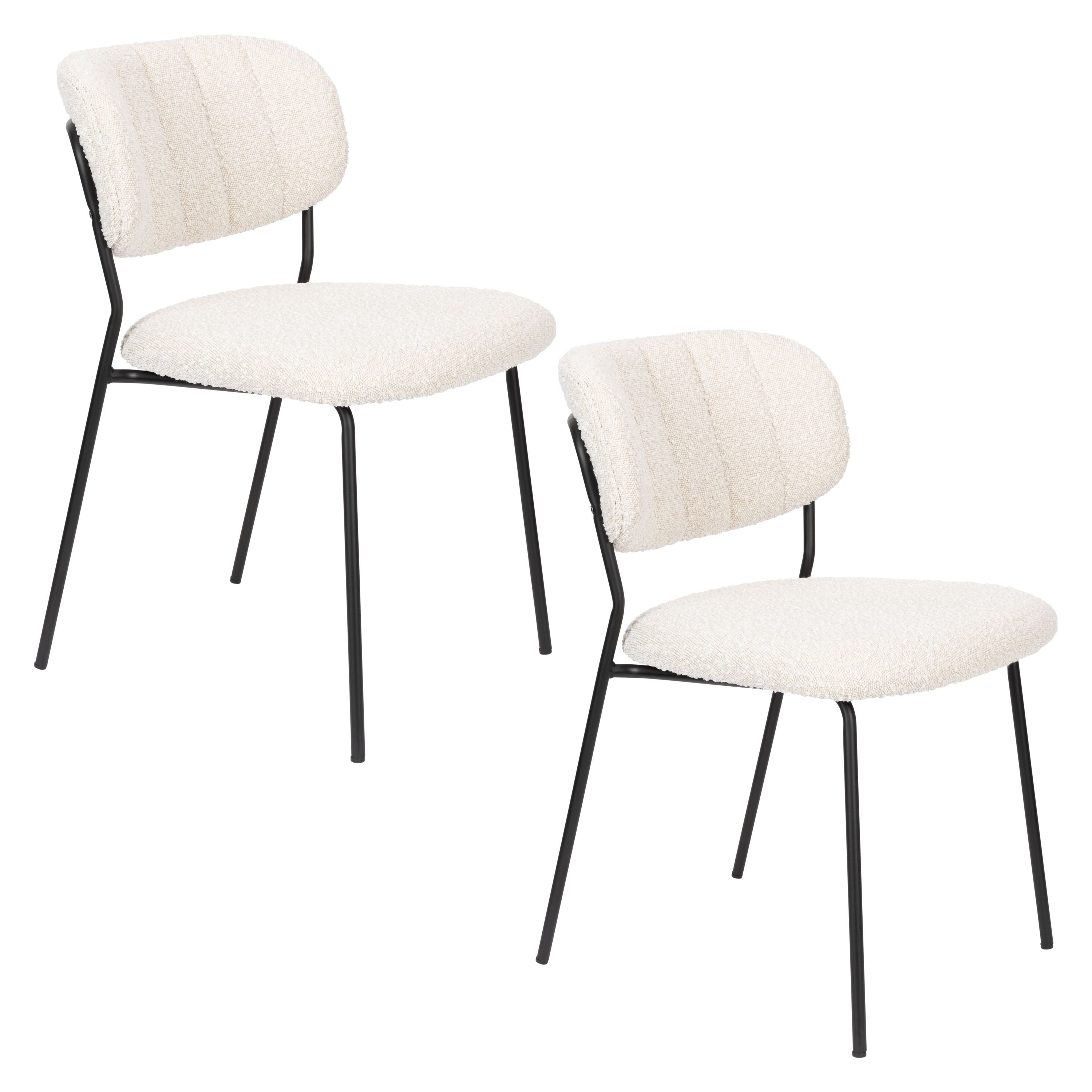 Housecraft Living Jolien Eetkamerstoelen Zwart/Bouclé - Set van 2