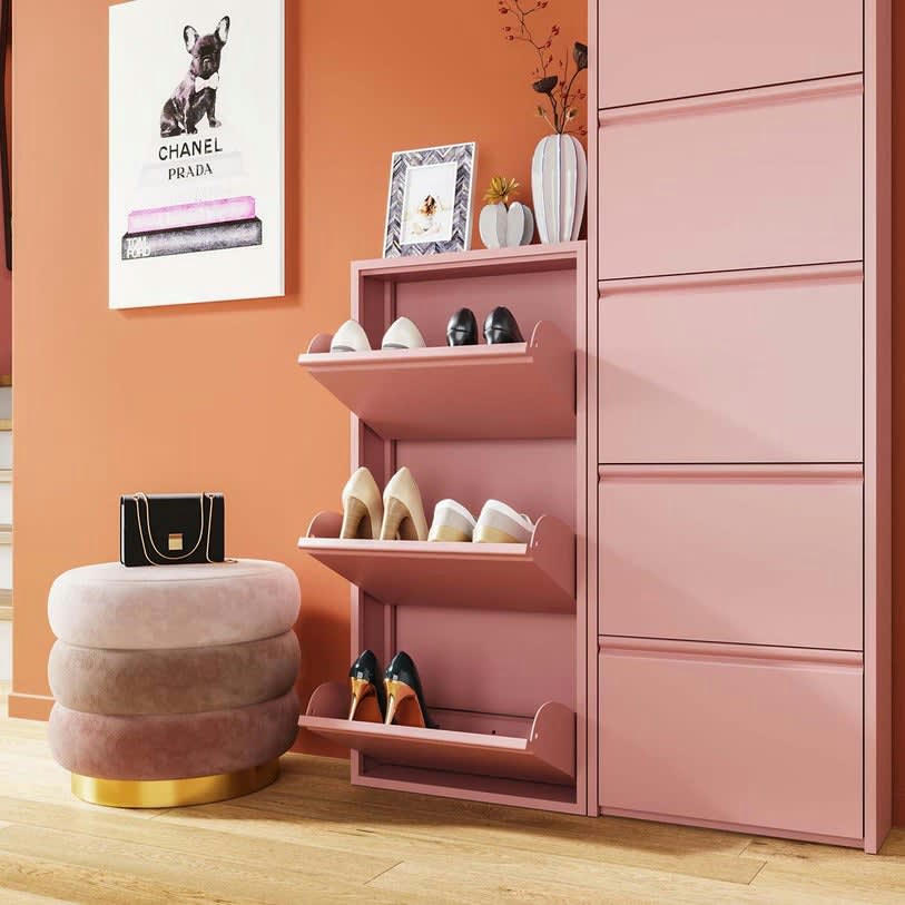 CARUSO - Casier à chaussures Caruso rose 3 tiroirs Kare Design