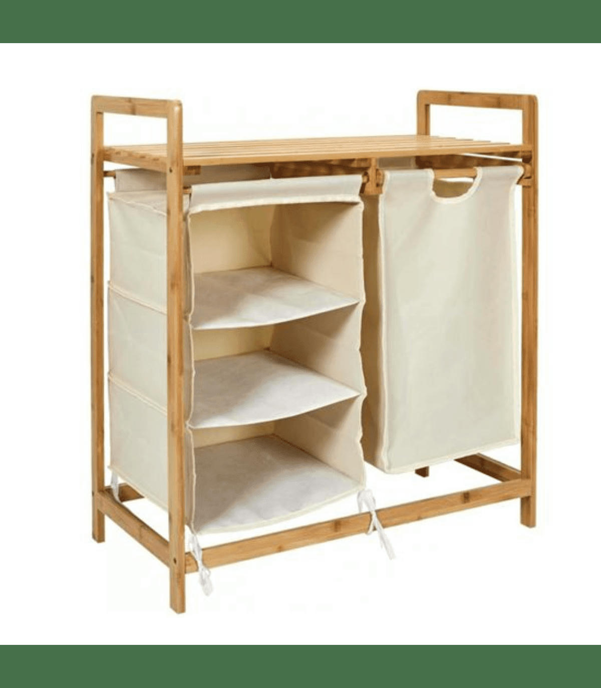 - Rangement salle de bain avec compartiments et panier à linge - L77 cm