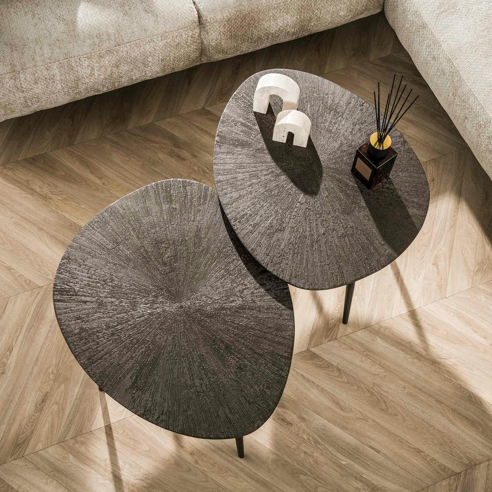 Table gigogne organique – soleil brun bronze (lot de 2) RALF