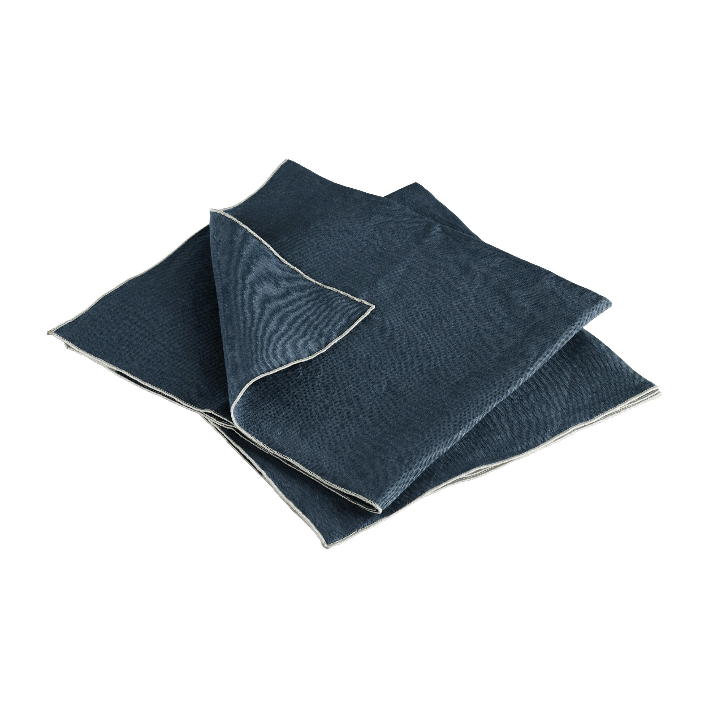 AUTOUR DU LIN - Lot de 2 serviettes de table en lin lavé 45x45cm Lin-anthracite