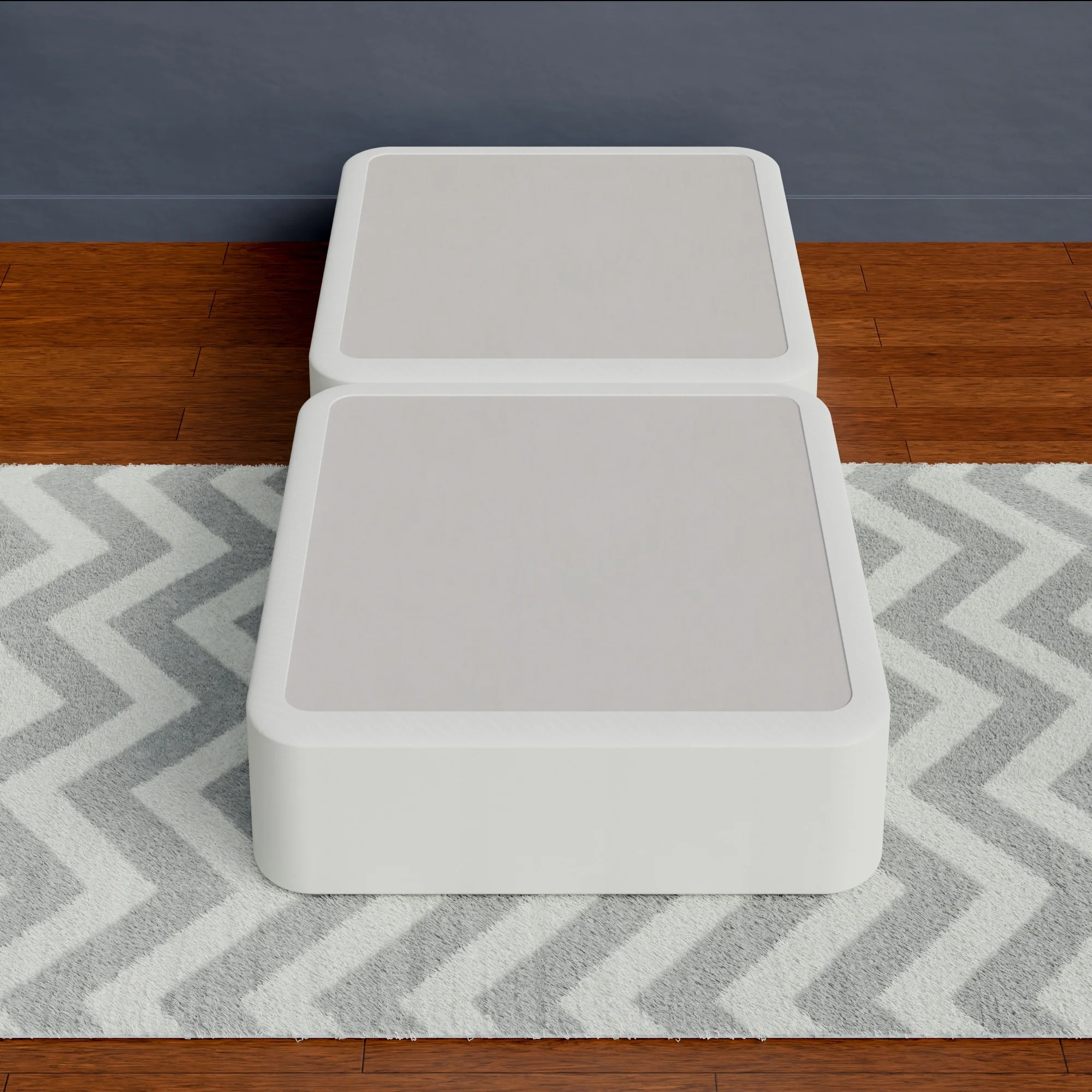 Onetan 4-Inch Wooden Box Spring, Low Profile Split Bed Foundation Ideal for Mattress, No Assembly Needed, White.