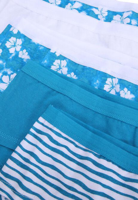 Older Girls 5pk Blue Hibiscus Print Shorts