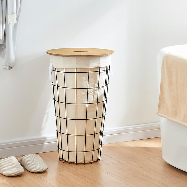 Panier à linge Skive couvercle amovible à fente 40 litres 59,5 x 38,5 cm en.casa