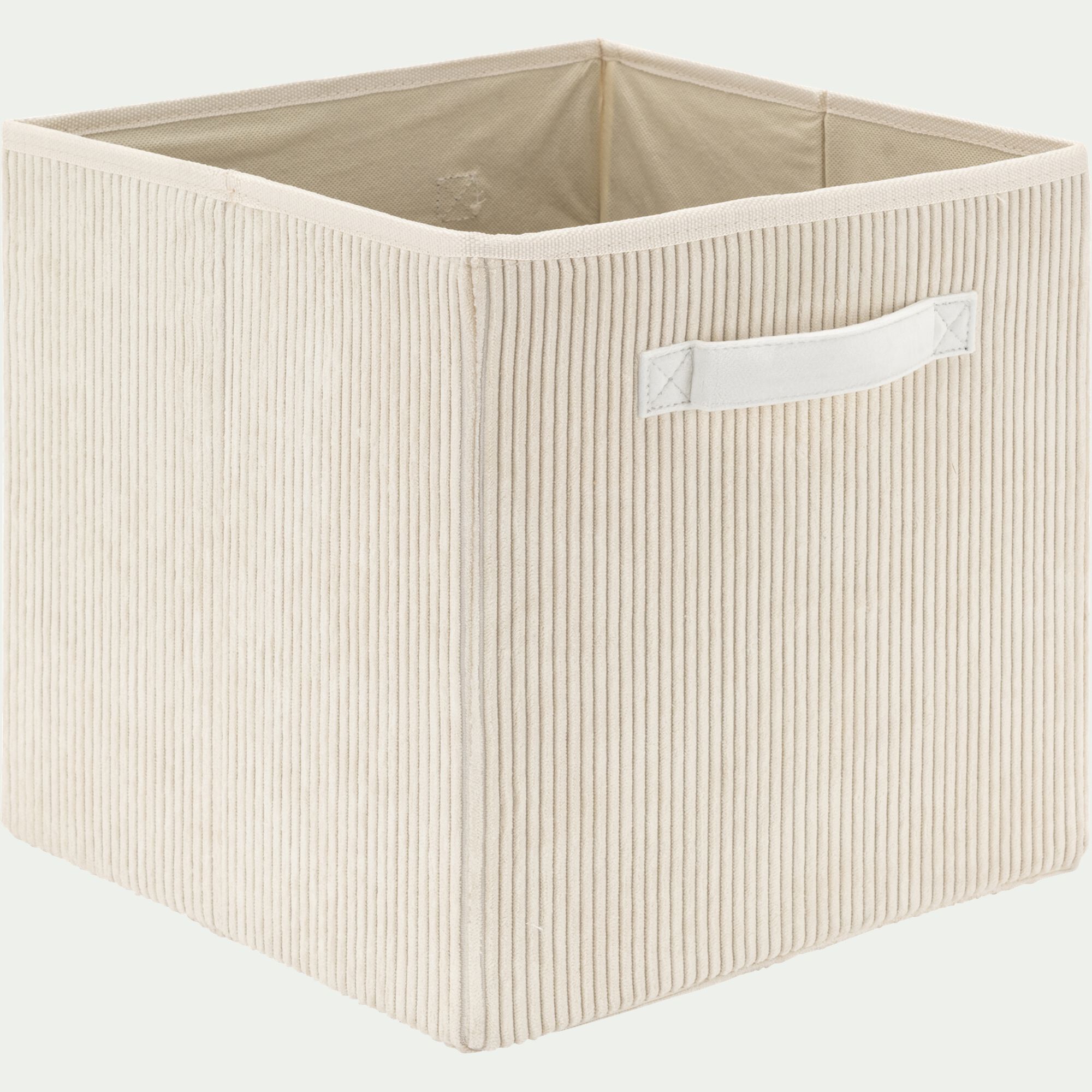 VELA - Panier de rangement en velours côtelé H30xL30cm - blanc ventoux