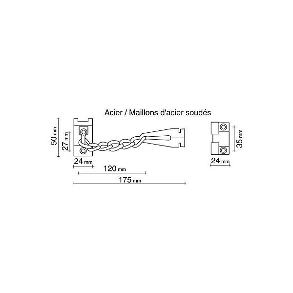 Entrebâilleur de sécurité CHAIN en acier pour porte couleur dorée longueur 120mm - SOCONA - C2
