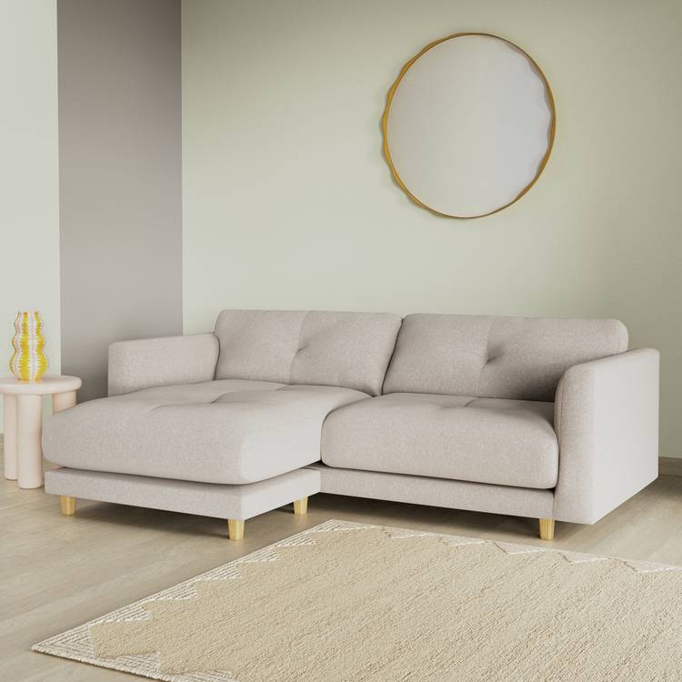 Habitat Emely Reversible Chaise Sofa - Stone - Ash Leg