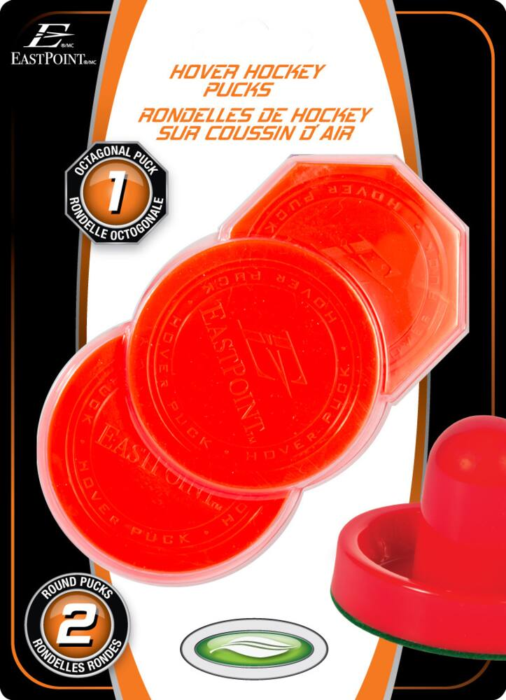 EastPoint Round & Octagonal Hover Air Table Hockey Pucks, Orange, 3-pk