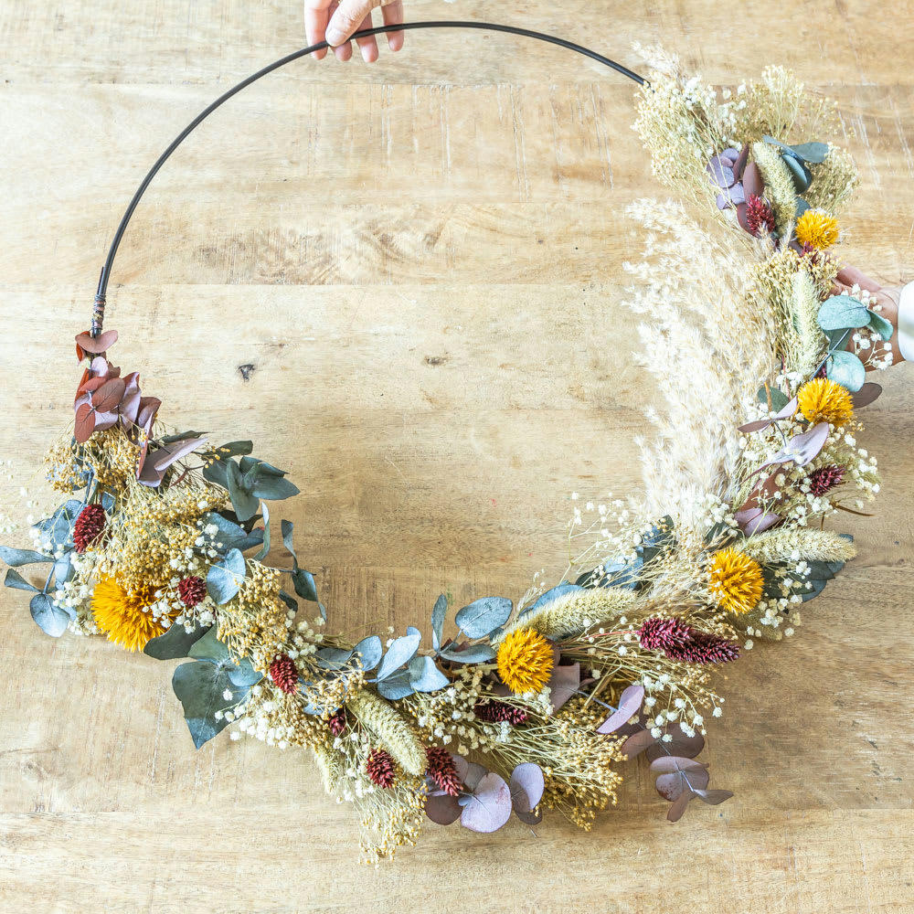 HECTOR - Couronne murale de fleurs séchées Hector D20cm