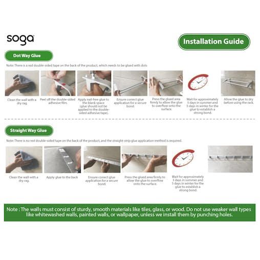 SOGA Wall-Mounted Clothes Hanger Multi-Clamp Laundry Drying Wall Rack