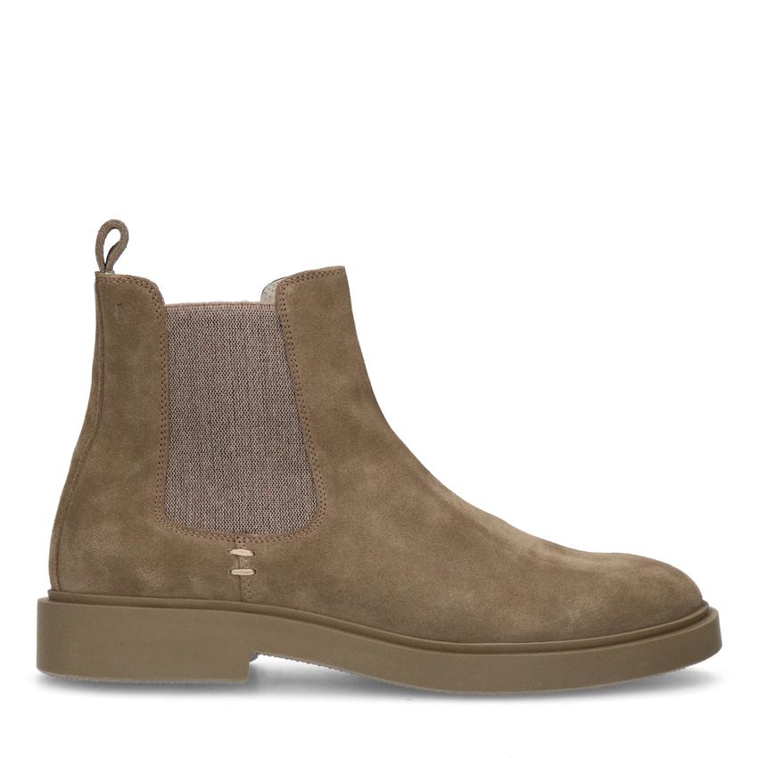 Manfield Beige suède chelsea boots