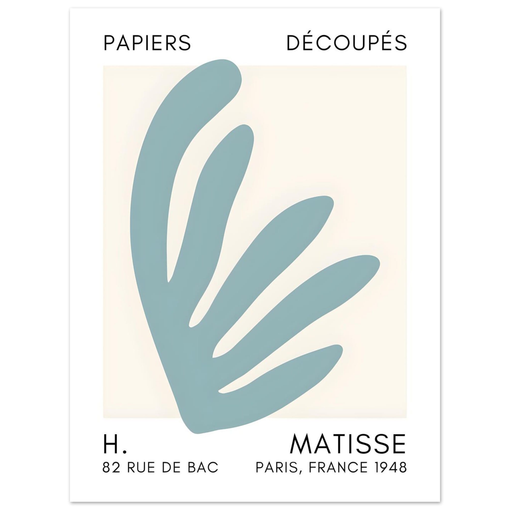 Artfulprints Poster Matisse – Aquatic impression turquoise  - 30x40 cm - Turquoise