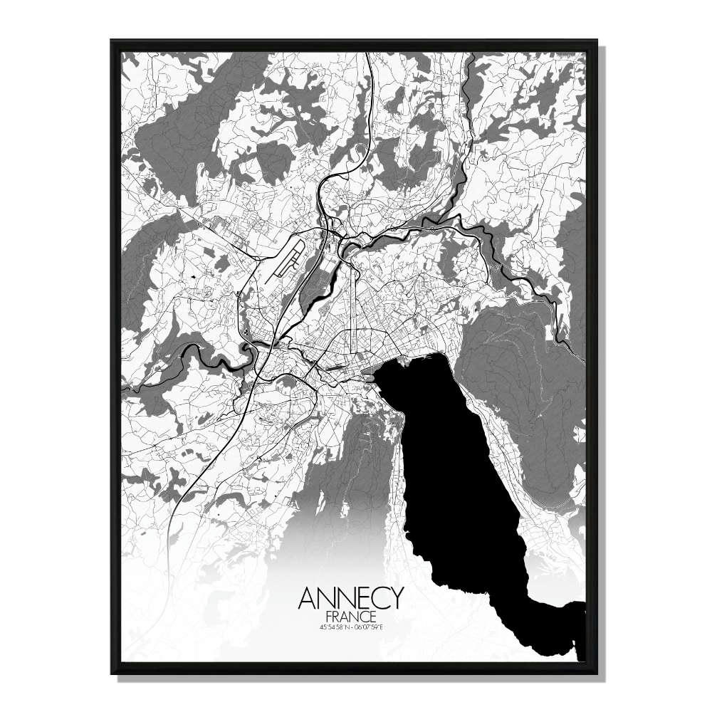 - Affiche Annecy Carte N&B 40x50
