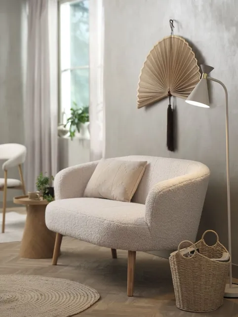 Sofa GLOSTRUP 2-pers. råhvid teddystof