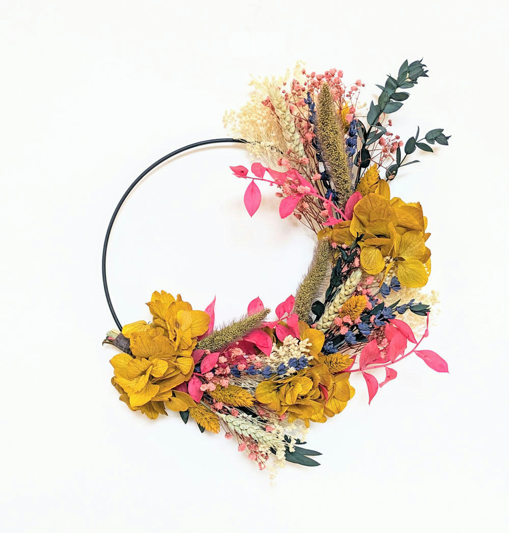 - Couronne murale de fleurs séchées Hilda D20 cm