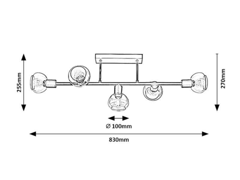 Lampa sufitowa czarna-szkło dymne Sullivan 5xE14x40W Rabalux