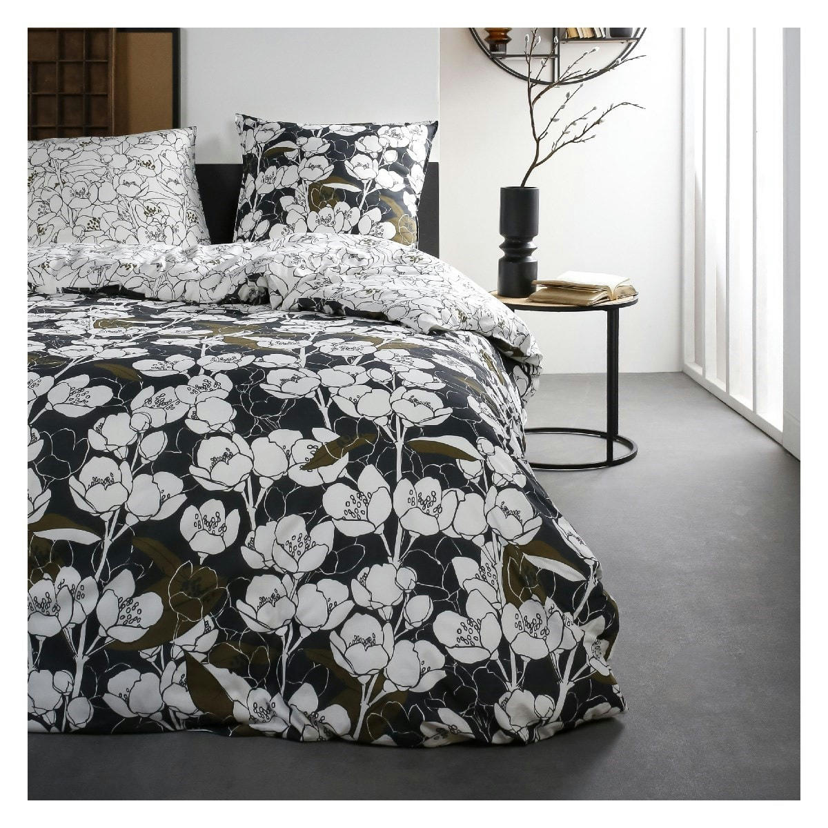 SUNSHINE - Parure de lit 2 personnes imprimé floral en Coton Blanc 220x240 cm