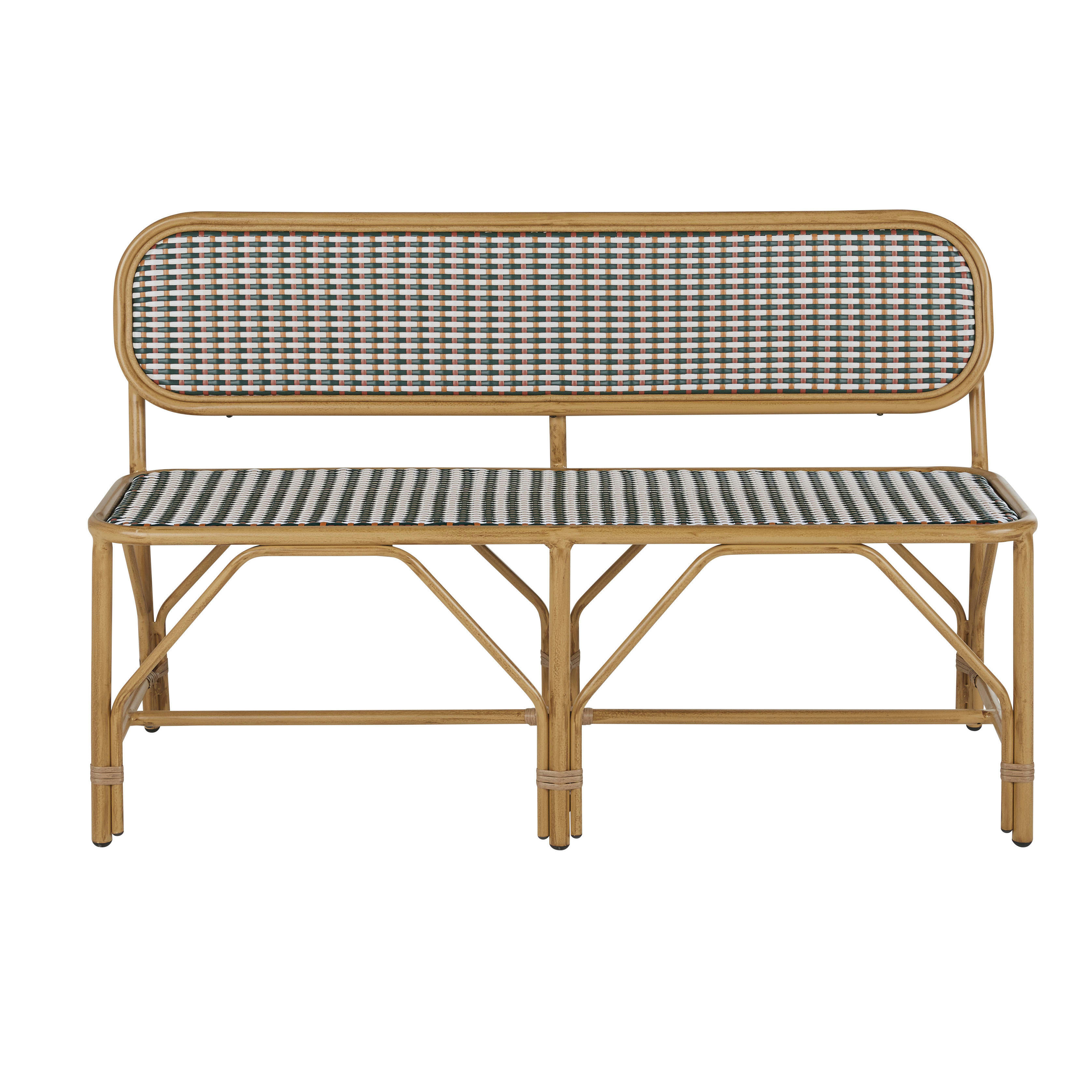 Choppy Business - Banquette à dîner de jardin professionnelle en aluminium imitation bois et résine tressée multicolore