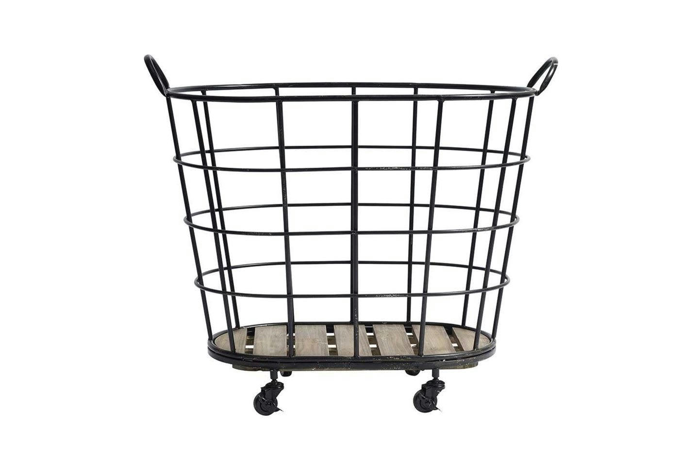 DOWNTOWN - Corbeille sur roulettes en métal noir