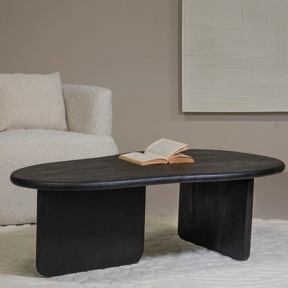 Salontafel Organisch 130cm - Zwart Mangohout - Sira