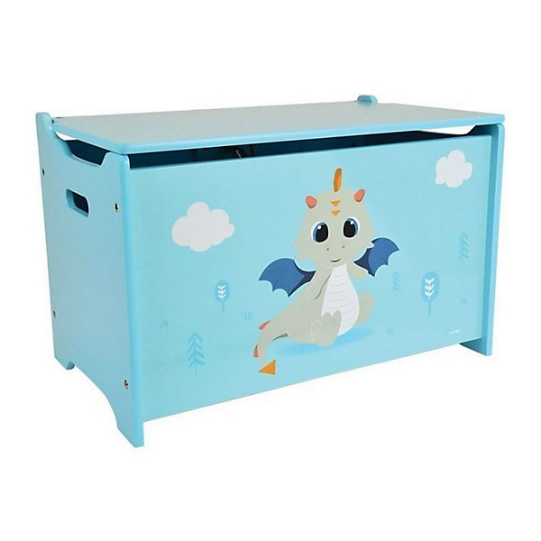 Coffre a jouets en bois LEON LE DRAGON - FUN HOUSE - 40 x 58 x 36 cm - Bleu