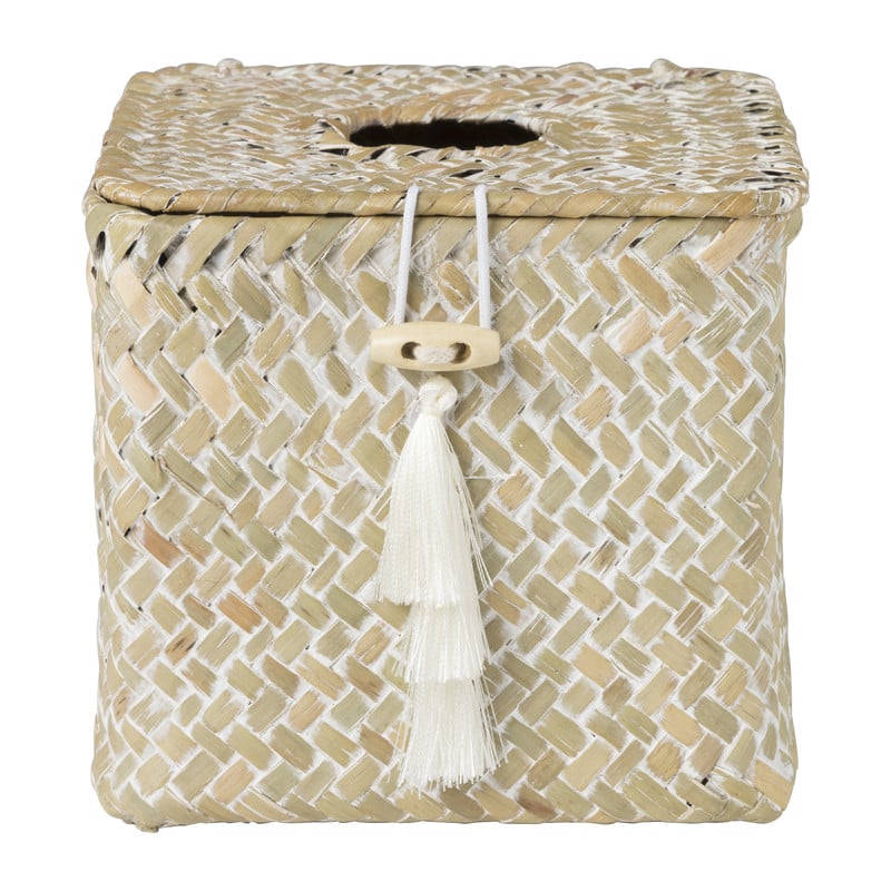 Tissueboxzeegras - naturel - 13x14x14 cm