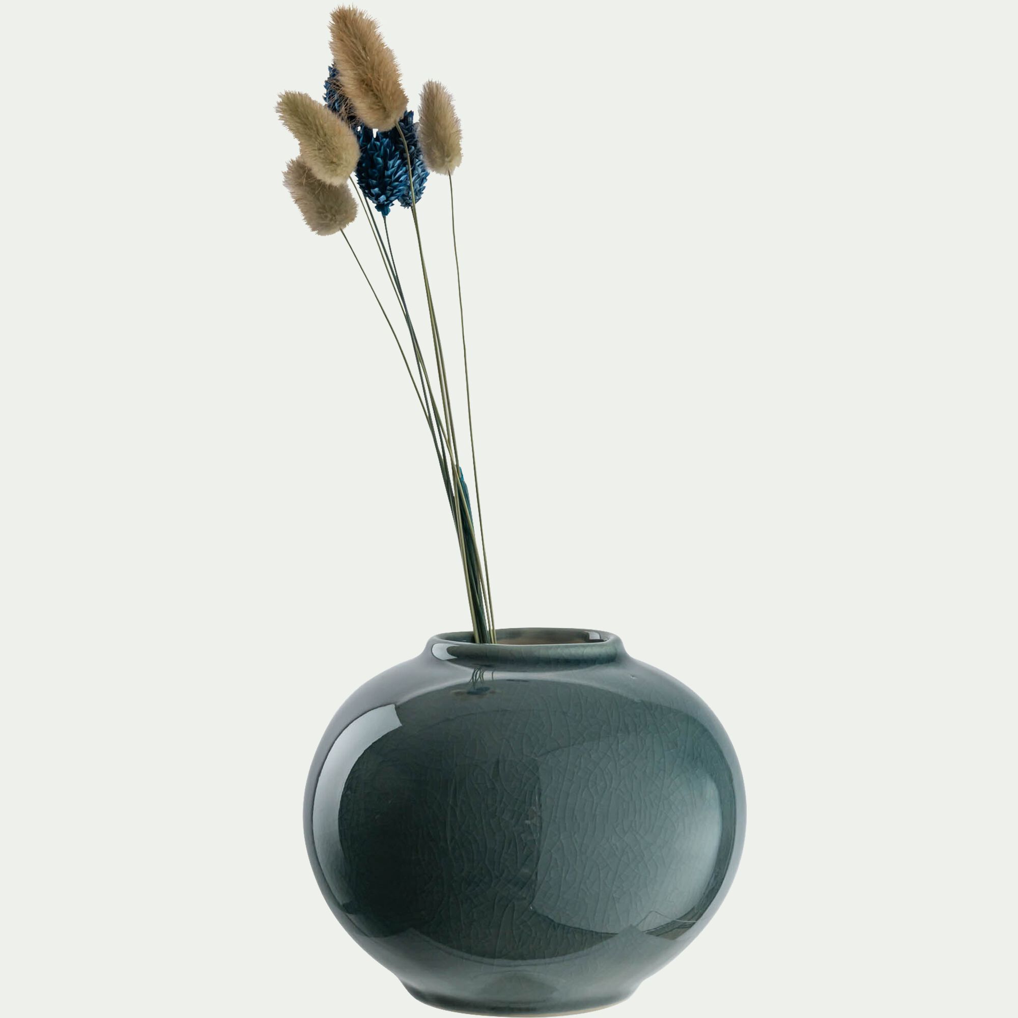 ROVIGO - Vase boule en grès H10cm - bleu