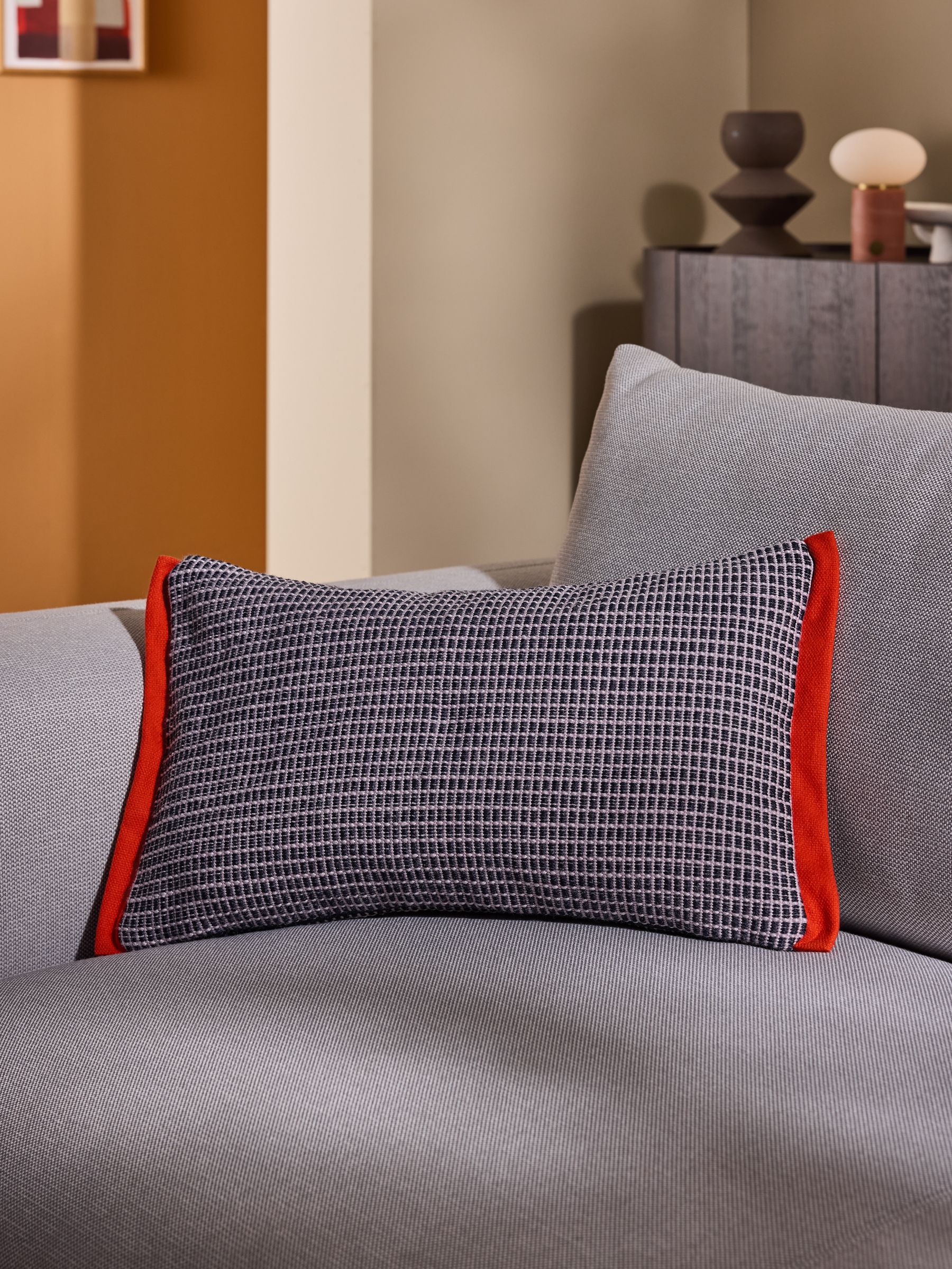 Cady Woven Textured Cushion in Blue