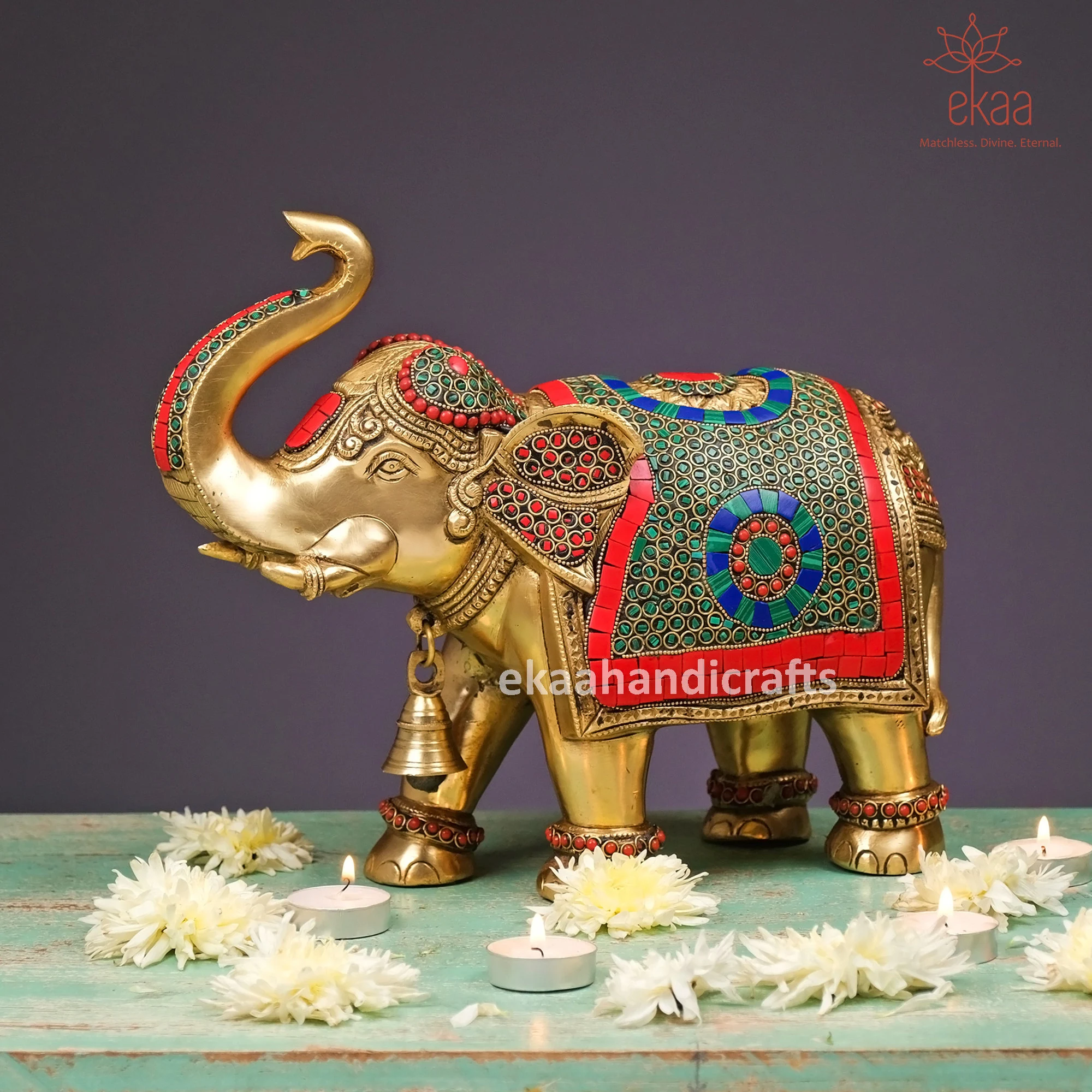 Handmade Brass Indian Elephant Showpiece | Ethnic Home Decor Figurine | Brass Elephant Statue | Indian Houseware & Spiritual Gift