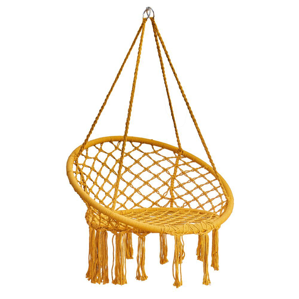 Siège suspendu rond Natura macramé ocre 80x60xH125cm