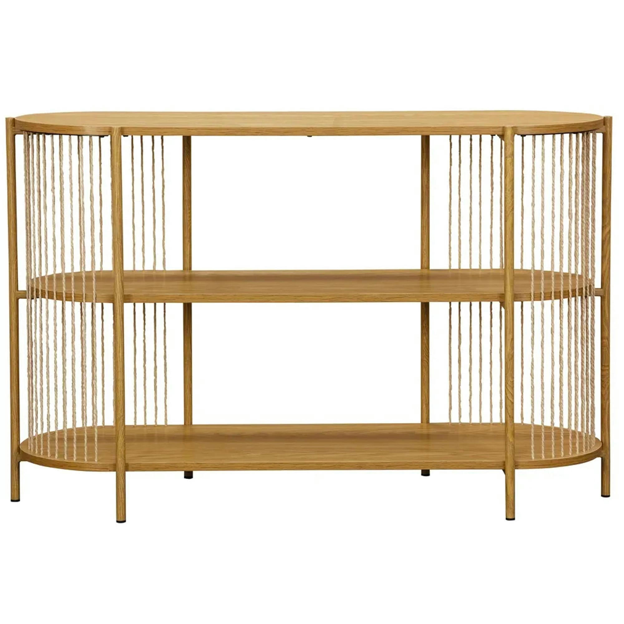 - Console d'entrée en bois, métal et corde 3 plateaux 142x42x80cm