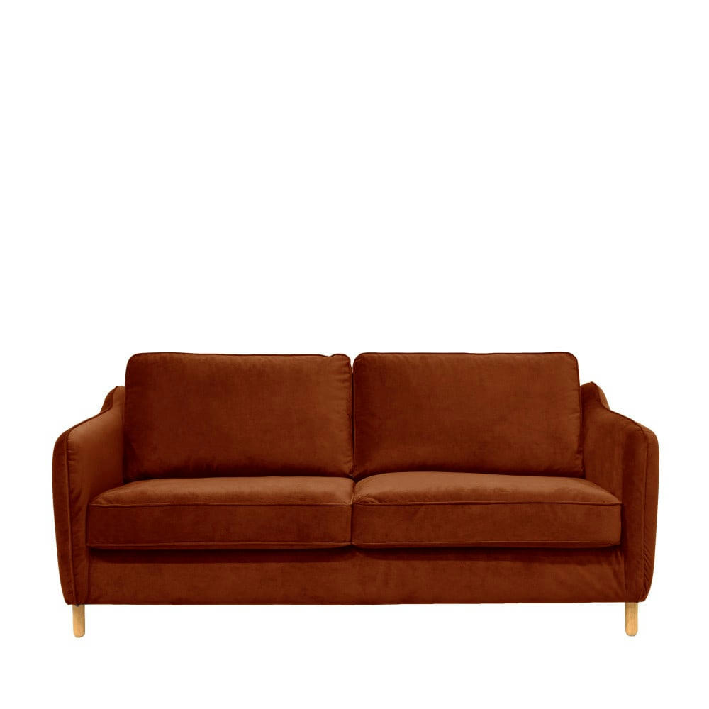 VORNAY - Canapé convertible ouverture express 3 places en velours rouille
