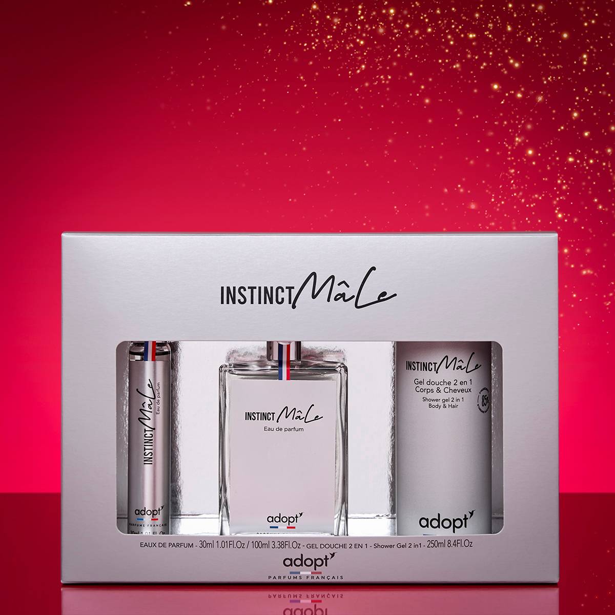 Instinct MâleCoffret eaux de parfums 30 ml et 100 ml   gel douche 250 ml