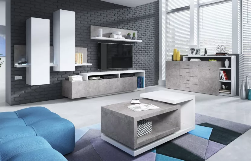 Stolik kawowy BOTA 120x60 biały/beton colorado