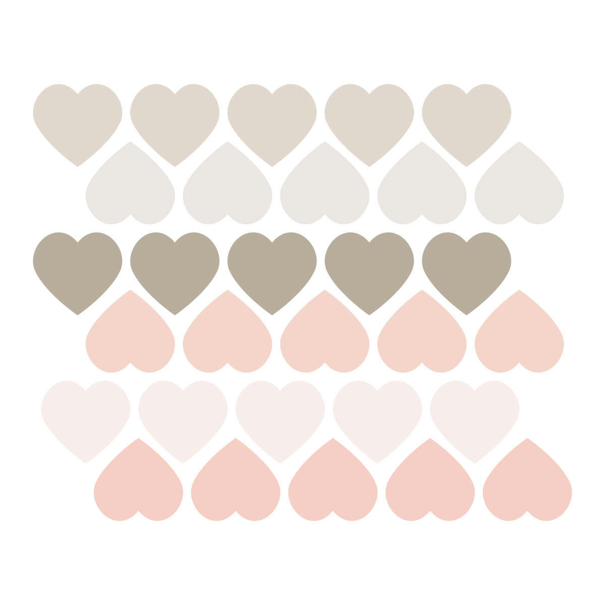 HEARTS1 - Stickers muraux en vinyle coeurs rose et gris tourterelle