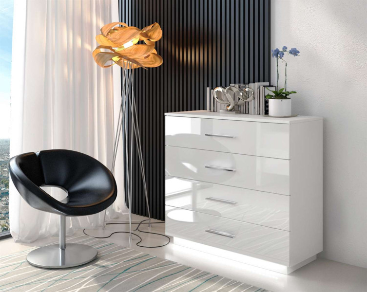 Komoda LINA z uchwytami chrom LED