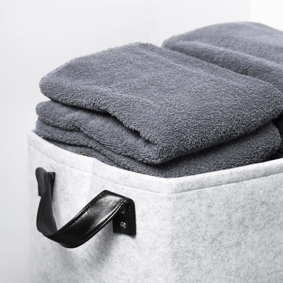 QUVIO Opbergmand Vilt - Grijs - Set van 6