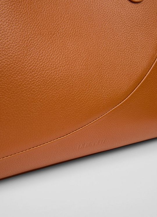Olivia Tan Grained Leather Oloid Tote Bag