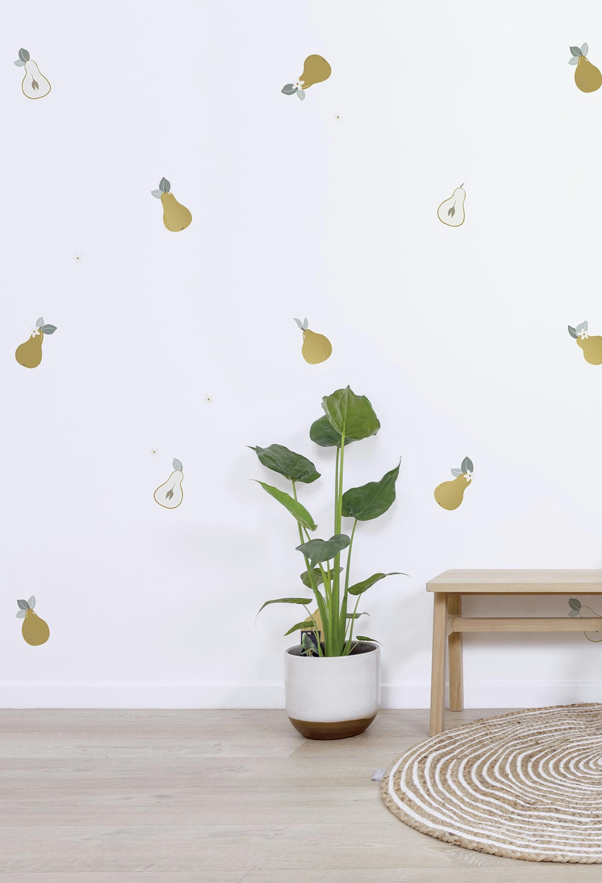 LOUISE - Stickers muraux les poires en vinyle mat jaune