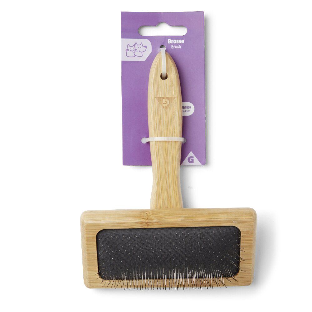 Brosse animal démélante bambou et inox